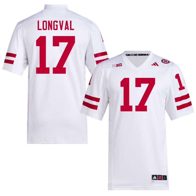 Men #17 Luke Longval Nebraska Cornhuskers College Football Jerseys Stitched Sale-White